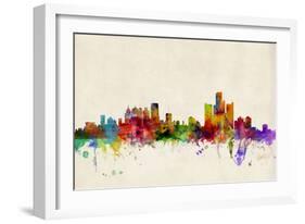 Detroit Michigan Skyline-Michael Tompsett-Framed Art Print