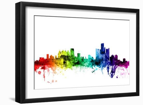 Detroit Michigan Skyline-Michael Tompsett-Framed Art Print