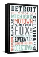 Detroit, Michigan - Typography-Lantern Press-Framed Stretched Canvas