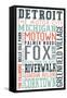 Detroit, Michigan - Typography-Lantern Press-Framed Stretched Canvas