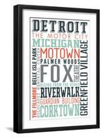 Detroit, Michigan - Typography-Lantern Press-Framed Art Print