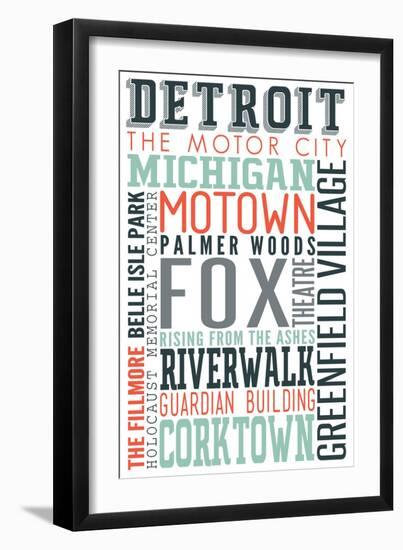 Detroit, Michigan - Typography-Lantern Press-Framed Art Print