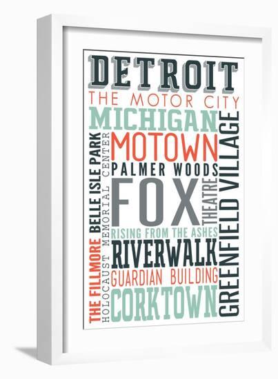 Detroit, Michigan - Typography-Lantern Press-Framed Art Print