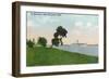 Detroit, Michigan - View of a Steamer on the St. Clair River from Belle Isle-Lantern Press-Framed Art Print