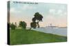 Detroit, Michigan - View of a Steamer on the St. Clair River from Belle Isle-Lantern Press-Stretched Canvas