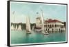 Detroit, Michigan, View of Belle Isle Park, Boat Club, Several Sailboats on the Water-Lantern Press-Framed Stretched Canvas