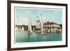 Detroit, Michigan, View of Belle Isle Park, Boat Club, Several Sailboats on the Water-Lantern Press-Framed Premium Giclee Print