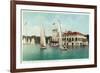 Detroit, Michigan, View of Belle Isle Park, Boat Club, Several Sailboats on the Water-Lantern Press-Framed Premium Giclee Print