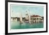 Detroit, Michigan, View of Belle Isle Park, Boat Club, Several Sailboats on the Water-Lantern Press-Framed Premium Giclee Print