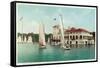 Detroit, Michigan, View of Belle Isle Park, Boat Club, Several Sailboats on the Water-Lantern Press-Framed Stretched Canvas