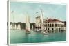 Detroit, Michigan, View of Belle Isle Park, Boat Club, Several Sailboats on the Water-Lantern Press-Stretched Canvas