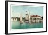 Detroit, Michigan, View of Belle Isle Park, Boat Club, Several Sailboats on the Water-Lantern Press-Framed Art Print