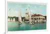 Detroit, Michigan, View of Belle Isle Park, Boat Club, Several Sailboats on the Water-Lantern Press-Framed Art Print