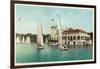 Detroit, Michigan, View of Belle Isle Park, Boat Club, Several Sailboats on the Water-Lantern Press-Framed Art Print