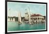 Detroit, Michigan, View of Belle Isle Park, Boat Club, Several Sailboats on the Water-Lantern Press-Framed Art Print