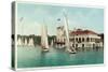 Detroit, Michigan, View of Belle Isle Park, Boat Club, Several Sailboats on the Water-Lantern Press-Stretched Canvas