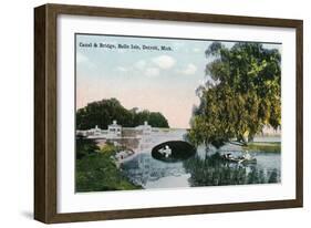 Detroit, Michigan - View of the Canal and Bridge on Belle Isle-Lantern Press-Framed Art Print