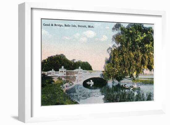 Detroit, Michigan - View of the Canal and Bridge on Belle Isle-Lantern Press-Framed Art Print