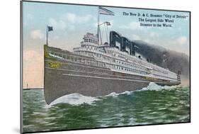 Detroit, Michigan - View of the Steamer "City of Detroit," Largest Side Wheel Steamer in the World-Lantern Press-Mounted Art Print