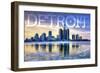 Detroit, Michigan - Wintertime-Lantern Press-Framed Art Print