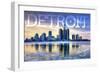 Detroit, Michigan - Wintertime-Lantern Press-Framed Art Print