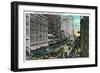 Detroit, Michigan - Woodward Avenue South Scene-Lantern Press-Framed Art Print