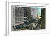 Detroit, Michigan - Woodward Avenue South Scene-Lantern Press-Framed Art Print