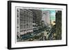 Detroit, Michigan - Woodward Avenue South Scene-Lantern Press-Framed Art Print