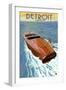 Detroit, Oregon - Wooden Boat on Lake-Lantern Press-Framed Art Print