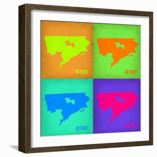 Detroit Pop Art Map 1-NaxArt-Framed Art Print