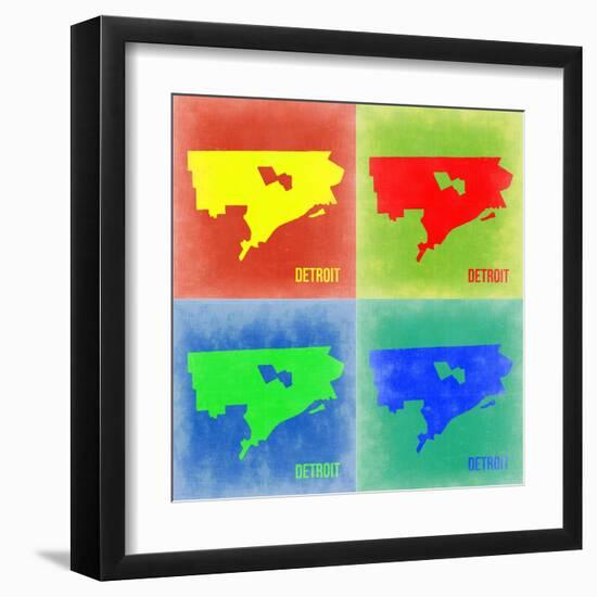 Detroit Pop Art Map 2-NaxArt-Framed Art Print