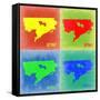 Detroit Pop Art Map 2-NaxArt-Framed Stretched Canvas