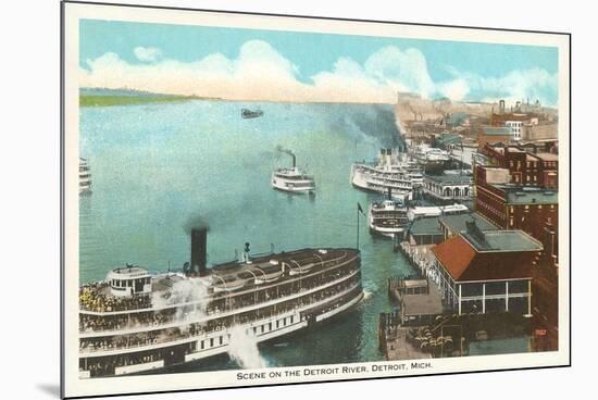 Detroit River, Detroit, Michigan-null-Mounted Premium Giclee Print