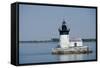 Detroit River Lighthouse, Wyandotte, Detroit River, Lake Erie, Michigan, USA-Cindy Miller Hopkins-Framed Stretched Canvas