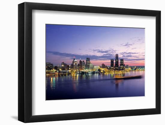 Detroit skyline at dawn, Wayne County, Michigan, USA-null-Framed Photographic Print