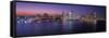 Detroit skyline at dusk, Wayne County, Michigan, USA-null-Framed Stretched Canvas