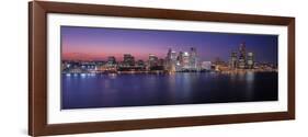 Detroit skyline at dusk, Wayne County, Michigan, USA-null-Framed Photographic Print