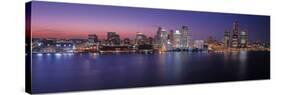 Detroit skyline at dusk, Wayne County, Michigan, USA-null-Stretched Canvas