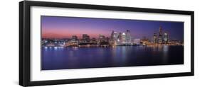 Detroit skyline at dusk, Wayne County, Michigan, USA-null-Framed Photographic Print