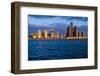 Detroit skyline at sunrise from Windsor, Canada-null-Framed Photographic Print