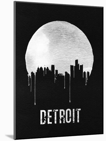 Detroit Skyline Black-null-Mounted Art Print