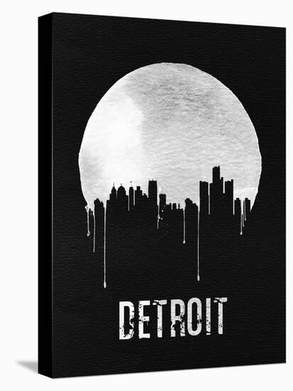 Detroit Skyline Black-null-Stretched Canvas