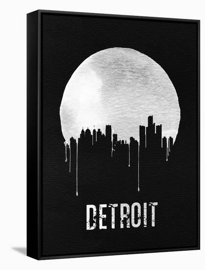 Detroit Skyline Black-null-Framed Stretched Canvas
