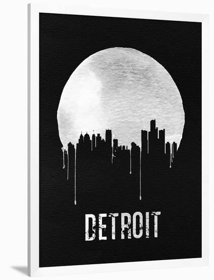 Detroit Skyline Black-null-Framed Art Print