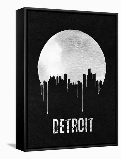 Detroit Skyline Black-null-Framed Stretched Canvas