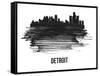 Detroit Skyline Brush Stroke - Black II-NaxArt-Framed Stretched Canvas