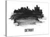 Detroit Skyline Brush Stroke - Black II-NaxArt-Stretched Canvas