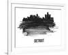 Detroit Skyline Brush Stroke - Black II-NaxArt-Framed Art Print