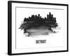 Detroit Skyline Brush Stroke - Black II-NaxArt-Framed Art Print