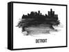 Detroit Skyline Brush Stroke - Black II-NaxArt-Framed Stretched Canvas